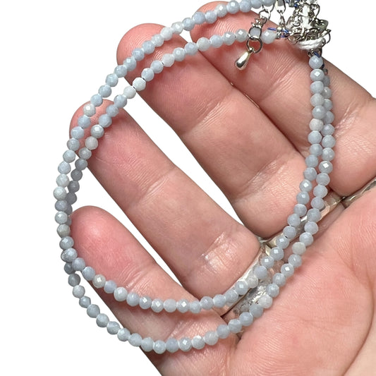 Angelite Faceted Bracelet 3mm