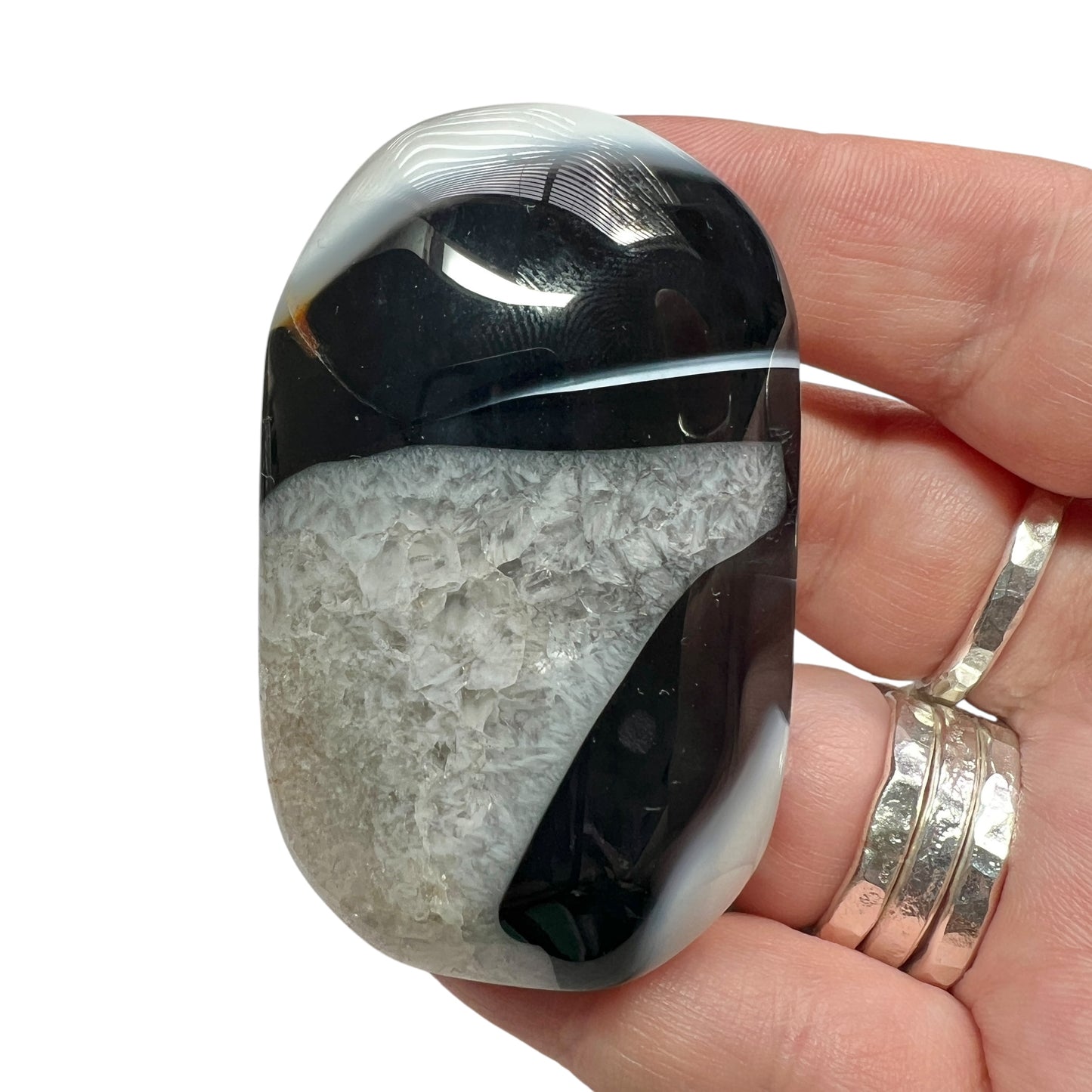 Black Agate Palm Stone